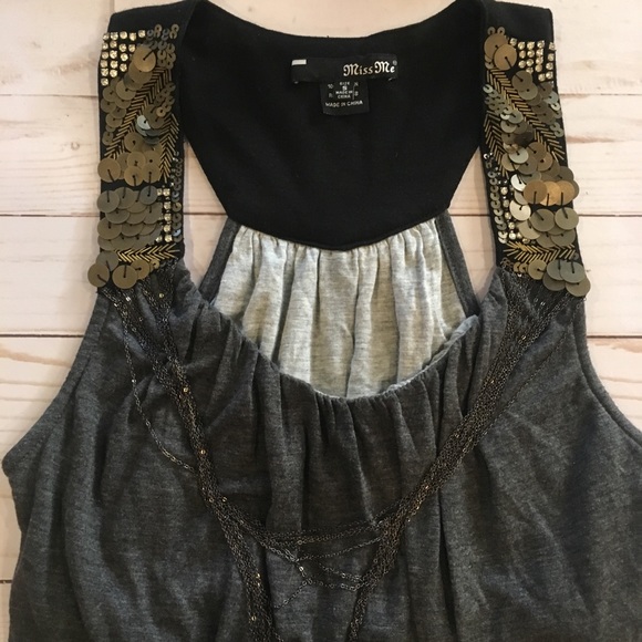 Miss Me Dark Gray Top Size-Small - Picture 2 of 6